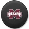 Mississippi State Tire Cover w/ Bulldogs Logo - Black Vinyl