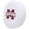 Mississippi State Tire Cover w/ Bulldogs Logo - White Vinyl