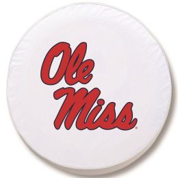 Ole Miss Tire Cover w/ Rebels Logo - White Vinyl