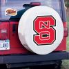 NC State Tire Cover w/ Wolfpack Logo - White Vinyl