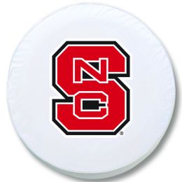 NC State Tire Cover w/ Wolfpack Logo - White Vinyl