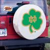 Notre Dame Tire Cover w/ Irish Shamrock Logo - White Vinyl