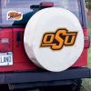 Oklahoma State Tire Cover w/ Cowboys Logo - White Vinyl