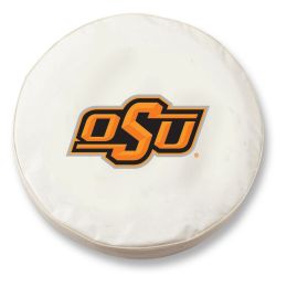 Oklahoma State Tire Cover w/ Cowboys Logo - White Vinyl