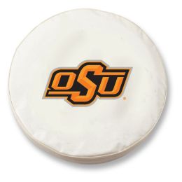 Oklahoma State Tire Cover w/ Cowboys Logo - White Vinyl