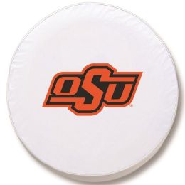 Oklahoma State Tire Cover w/ Cowboys Logo - White Vinyl