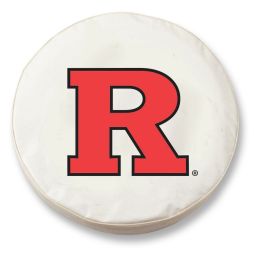 Rutgers Tire Cover w/ Scarlet Knights Logo - White Vinyl