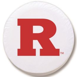 Rutgers Tire Cover w/ Scarlet Knights Logo - White Vinyl