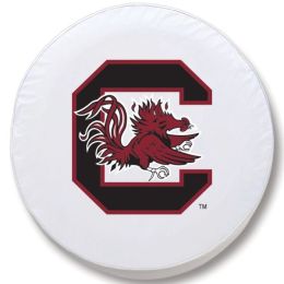 South Carolina Tire Cover w/ Gamecocks Logo - White Vinyl