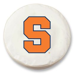 Syracuse Tire Cover w/ Orange Logo - White Vinyl