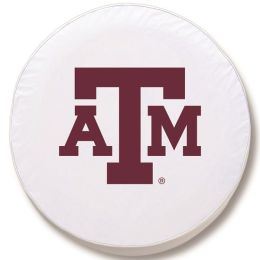 Texas A&M Tire Cover w/ Aggies Logo - White Vinyl
