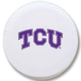 Texas Christian Tire Cover w/ Horned Frogs Logo - White Vinyl