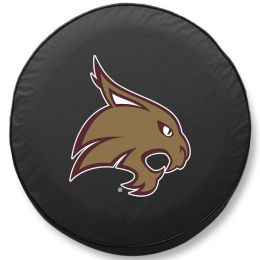 Texas State Tire Cover w/ Bobcats Logo - Black Vinyl