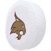 Texas State Tire Cover w/ Bobcats Logo - White Vinyl