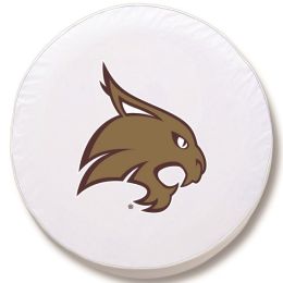 Texas State Tire Cover w/ Bobcats Logo - White Vinyl