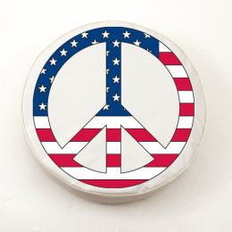 USA Peace Sign on White Spare Tire Cover