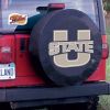 Utah State Tire Cover w/ Aggies Logo - Black Vinyl