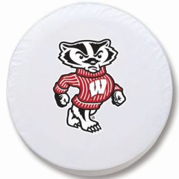 Wisconsin Tire Cover w/ Badgers Logo - White Vinyl