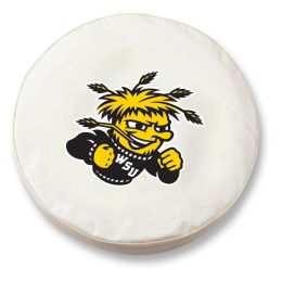 Wichita State Tire Cover w/ Shockers Logo - White Vinyl