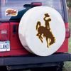 Wyoming Tire Cover w/ Cowboys Logo - White Vinyl