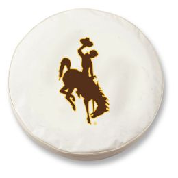 Wyoming Tire Cover w/ Cowboys Logo - White Vinyl