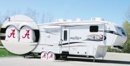 Alabama RV Tire Shade w/ Crimson Tide 'A' Logo - White Vinyl