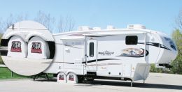 Alabama RV Tire Shade w/ Crimson Tide Logo - White Vinyl