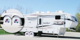 Colorado RV Tire Shade w/ Avalanche Logo - White Vinyl
