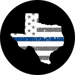 Texas Thin Blue LIne Tire Cover on Black Vinyl