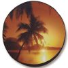Tropical Beach Sunset Spare Tire Cover - Black Vinyl