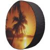 Tropical Beach Sunset Spare Tire Cover - Black Vinyl