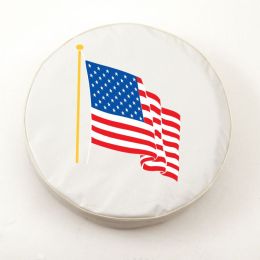 American Flag White Tire Cover