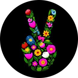 Wild Flower Floral Peace Finger Spare Tire Cover