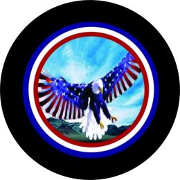 Flying Eagle Flag Spare Tire Cover - Black Vinyl