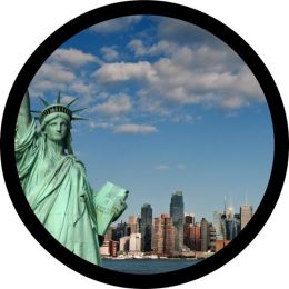 New York Liberty Tire Cover on Black Vinyl