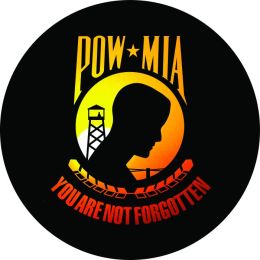POW-MIA Forgotten Rising Sun Spare Tire Cover - Black Vinyl
