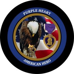 Purple Heart Jeep Tire Cover - Black Vinyl
