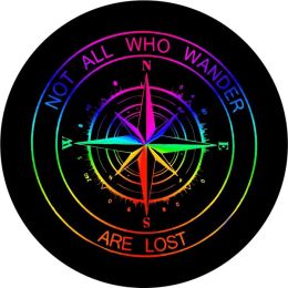 Not All Who Wander Rainbow Compass Tire Cover