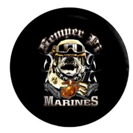 Marines Semper Fi Tire Spare  Cover on Black Vinyl