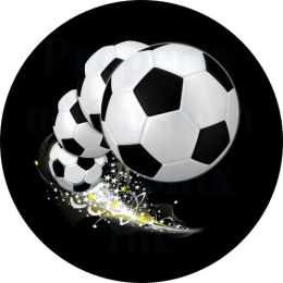 Super Kick Soccer Ball Spare Tire Cover on Black Vinyl
