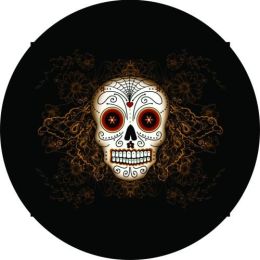 Sugar Skull Spare Tire Cover - White & Gold