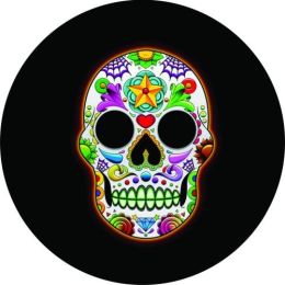 Sugar Skull Spare Tire Cover - Neon