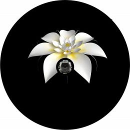 White Flower Spare Tire Cover - Backup Camera Ready